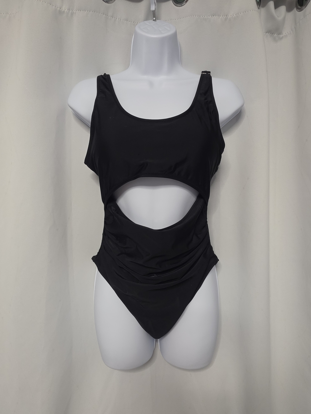 Black One-Piece Swimsuit with Front Keyhole